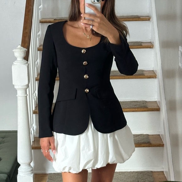 Amanda Uprichard Kya Romper with Long Sleeve Bubble Skirt - Picture 2 of 14